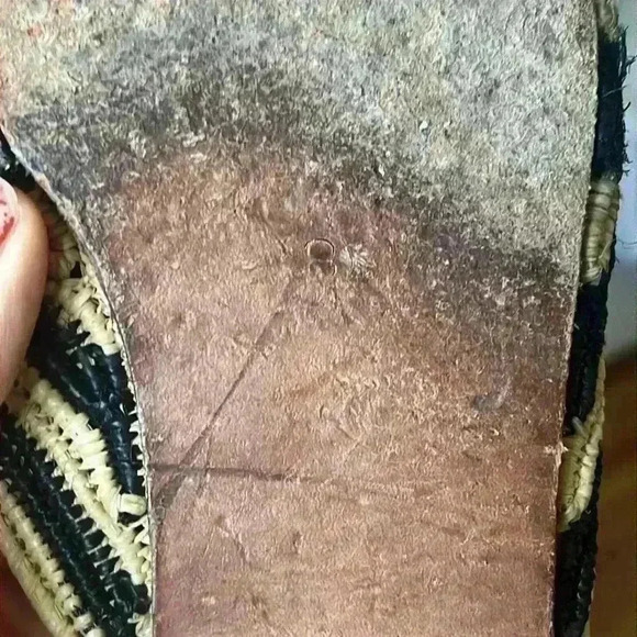 Proud Mary Raffia Slip On Shoes wicker black tan sz 8 - Picture 7 of 8